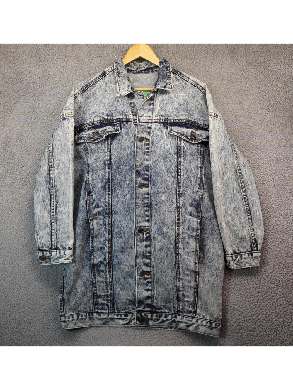 Women Medium Coat Oversize Long Acid Work Jordache vtg Denim